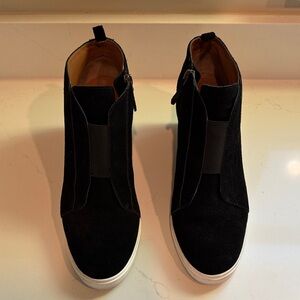 Paolo Black Suede Wedge Shoes - Size 11M